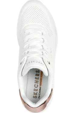 Sneakers bianche con zeppa e dettagli metallici Skechers UNO Wedge Hi Steps