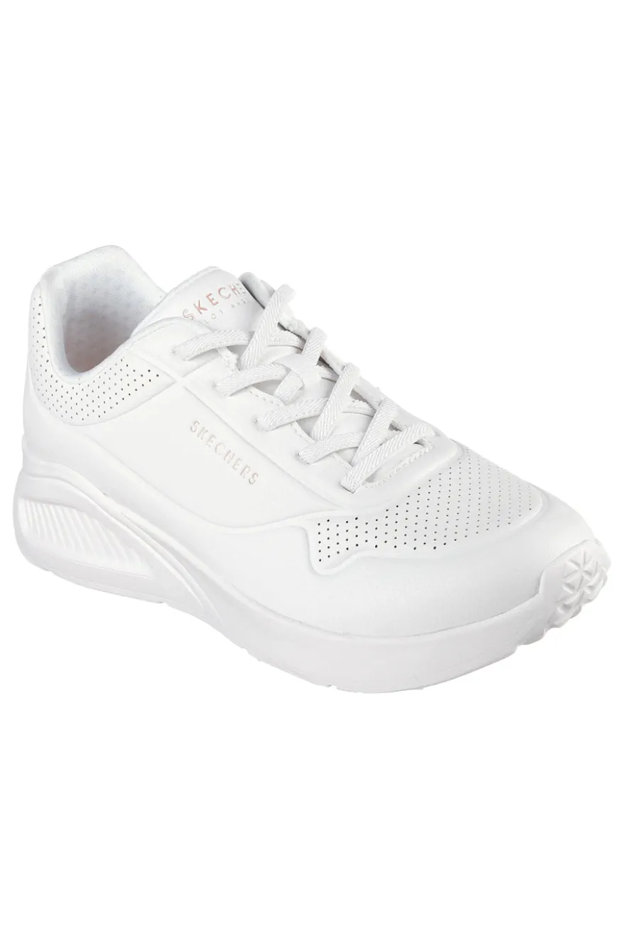 Sneakers bianche con zeppa interna e Memory Foam Skechers Uno Lite - Lite Work