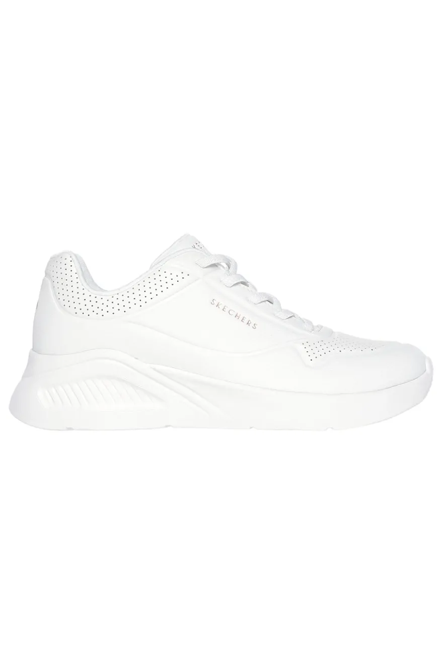 Sneakers bianche con zeppa interna e Memory Foam Skechers Uno Lite - Lite Work