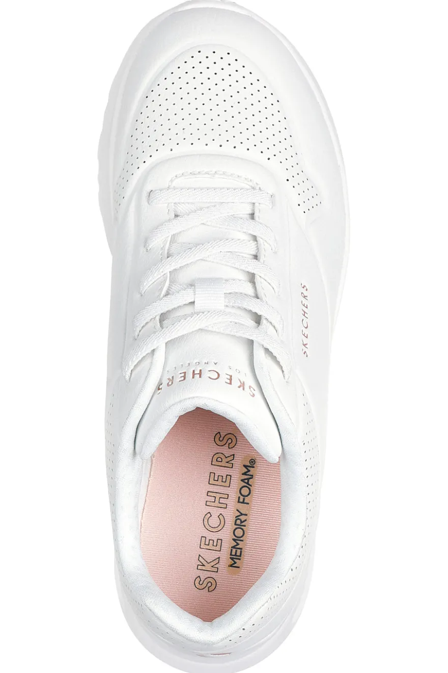 Sneakers bianche con zeppa interna e Memory Foam Skechers Uno Lite - Lite Work