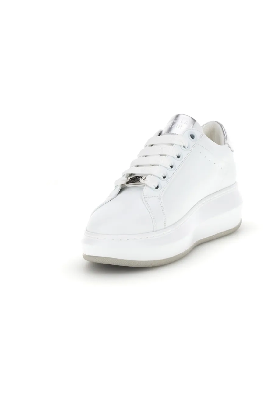 Sneakers bianche con zip laterale platform Burani 52031C1396