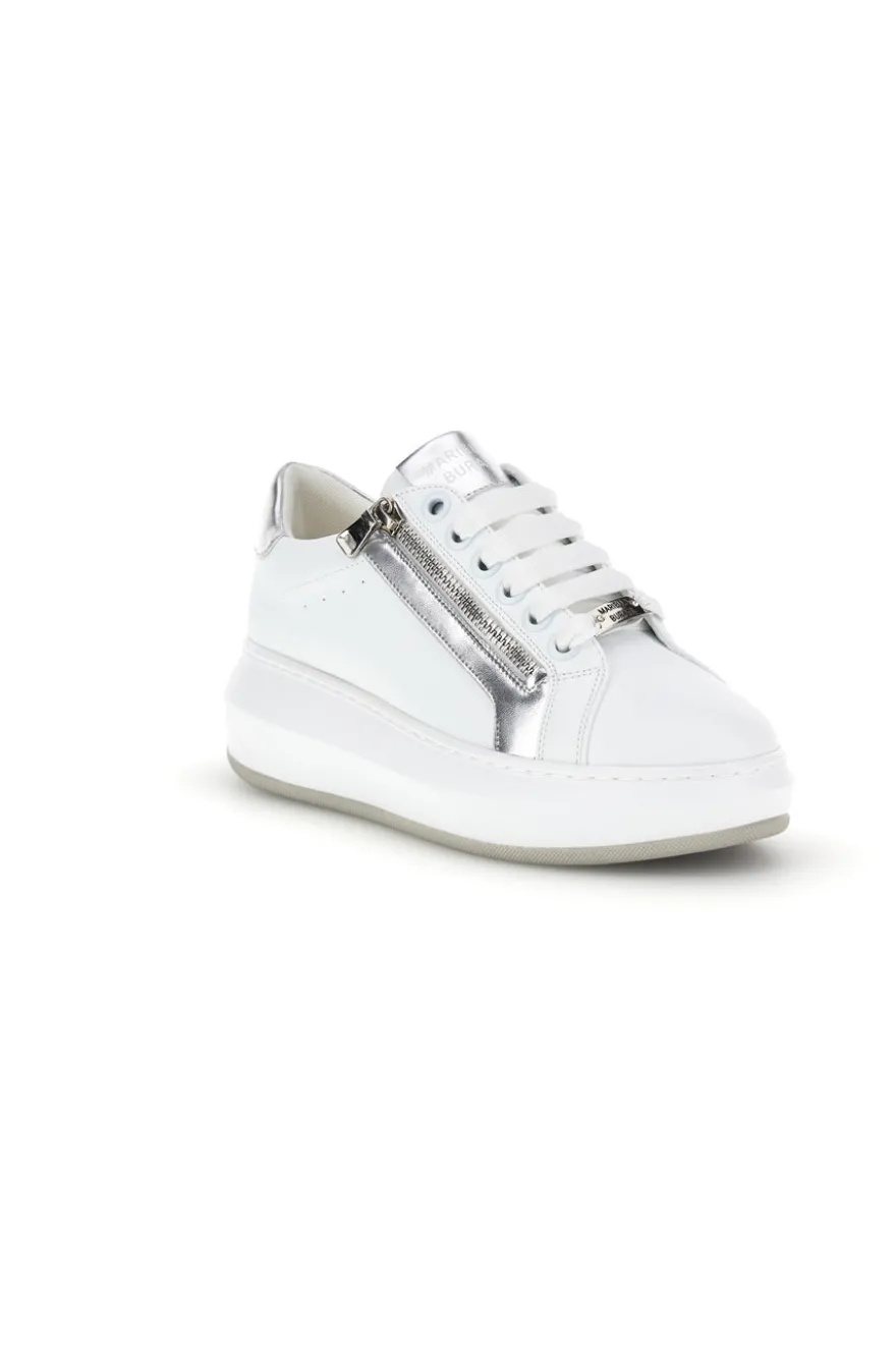 Sneakers bianche con zip laterale platform Burani 52031C1396