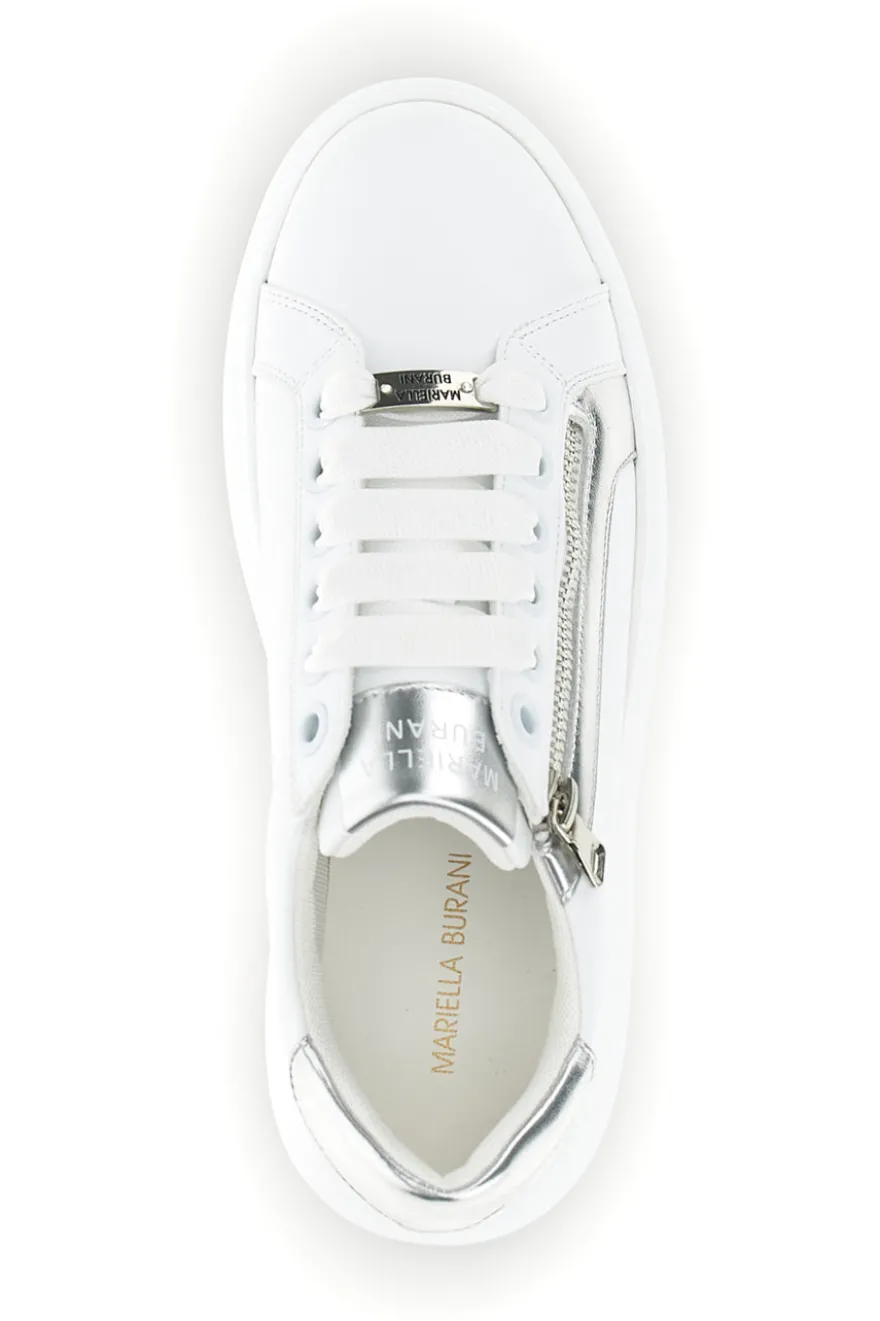 Sneakers bianche con zip laterale platform Burani 52031C1396