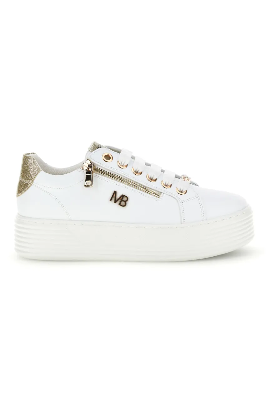 Sneakers bianche con zip laterale platform Burani 52031C755