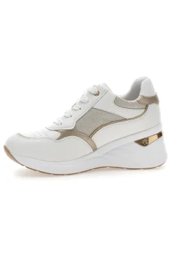 Sneakers bianche con zip e dettagli oro Inblu 488IN