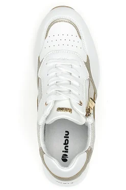 Sneakers bianche con zip e dettagli oro Inblu 488IN
