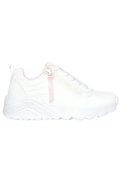 Sneakers bianche con zip laterale e platform Skechers Uno Lite Easy Zip