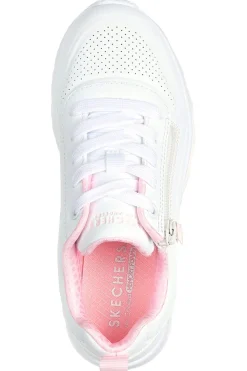 Sneakers bianche con zip laterale e platform Skechers Uno Lite Easy Zip