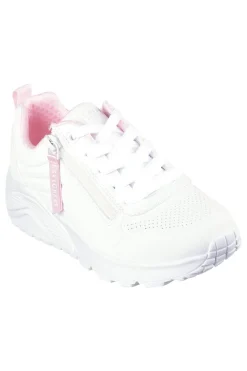 Sneakers bianche con zip laterale e platform Skechers Uno Lite Easy Zip