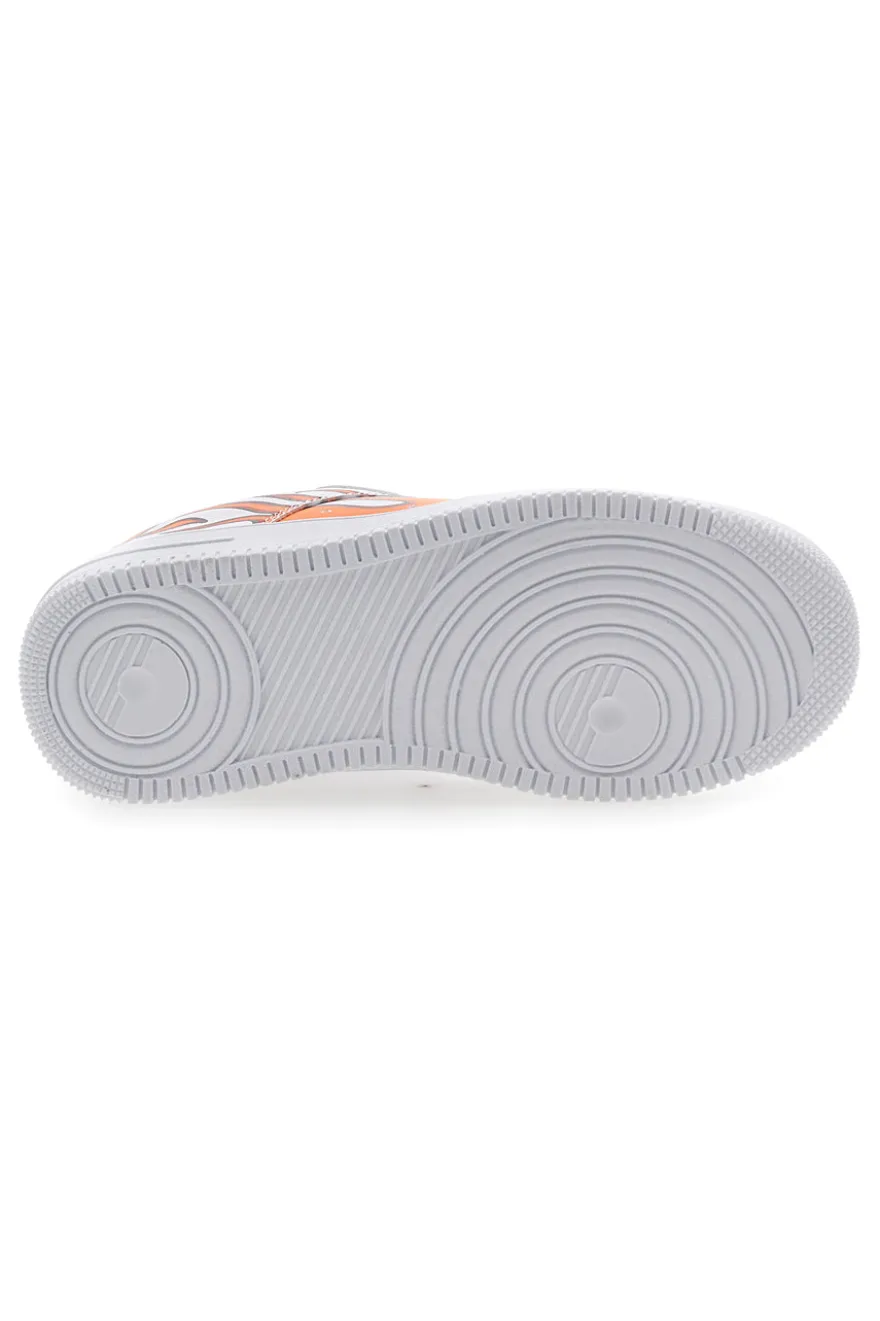 Sneakers Bianche e Arancione con Fuoco PITT KIDS K191562