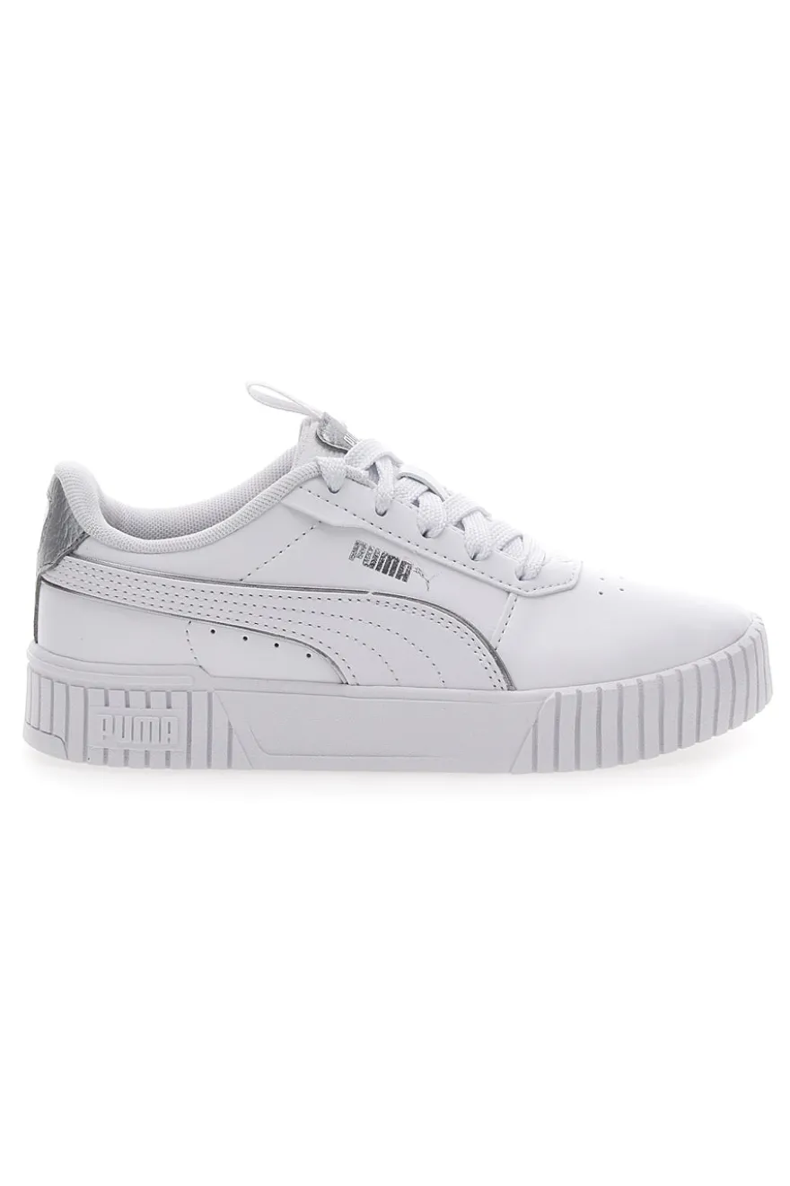 Sneakers Bianche e Argento Platform Puma Carina 2.0 Pop Up Mtllcs Ps