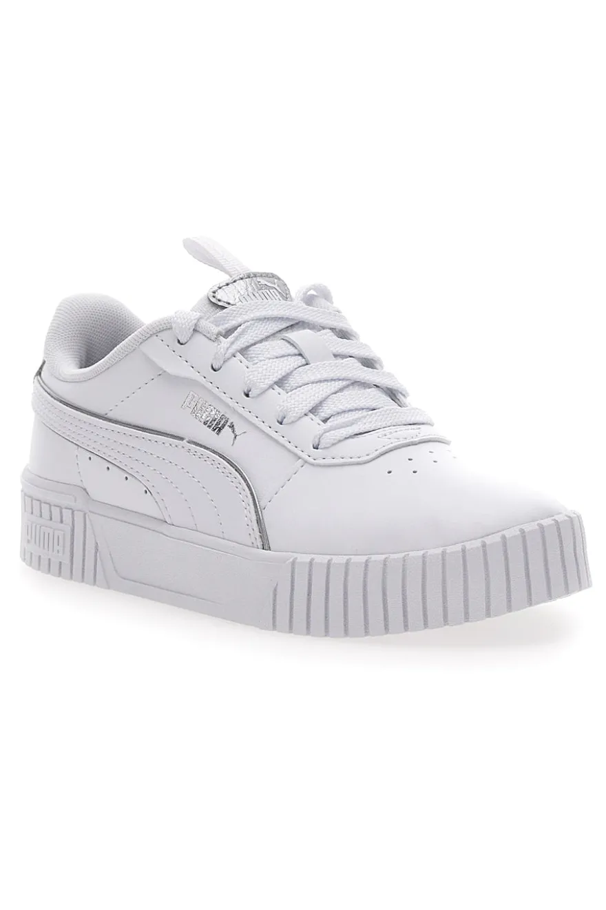 Sneakers Bianche e Argento Platform Puma Carina 2.0 Pop Up Mtllcs Ps