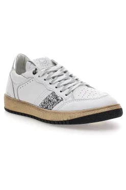 Sneakers bianche e argento in pelle con dettagli glitter Pittarello Capsule Kelly