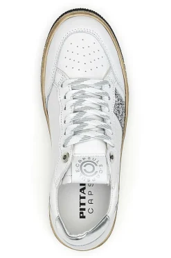 Sneakers bianche e argento in pelle con dettagli glitter Pittarello Capsule Kelly