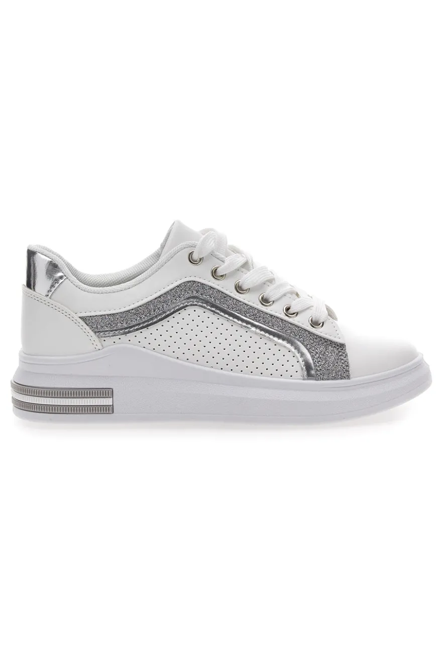 Sneakers Bianche e Argento Prima Riga 435