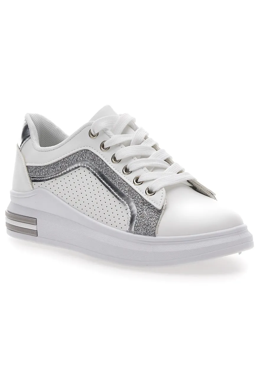 Sneakers Bianche e Argento Prima Riga 435