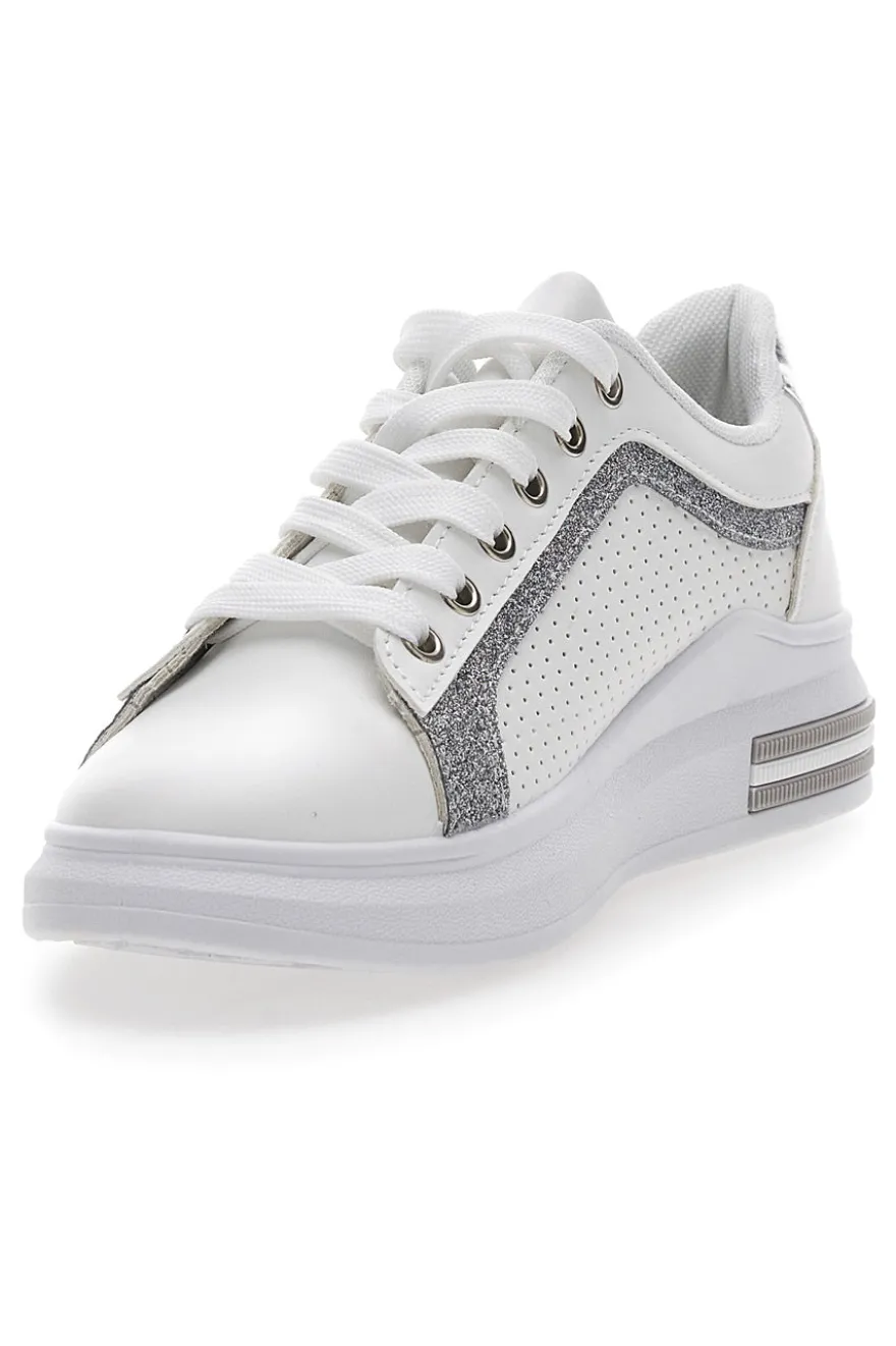 Sneakers Bianche e Argento Prima Riga 435