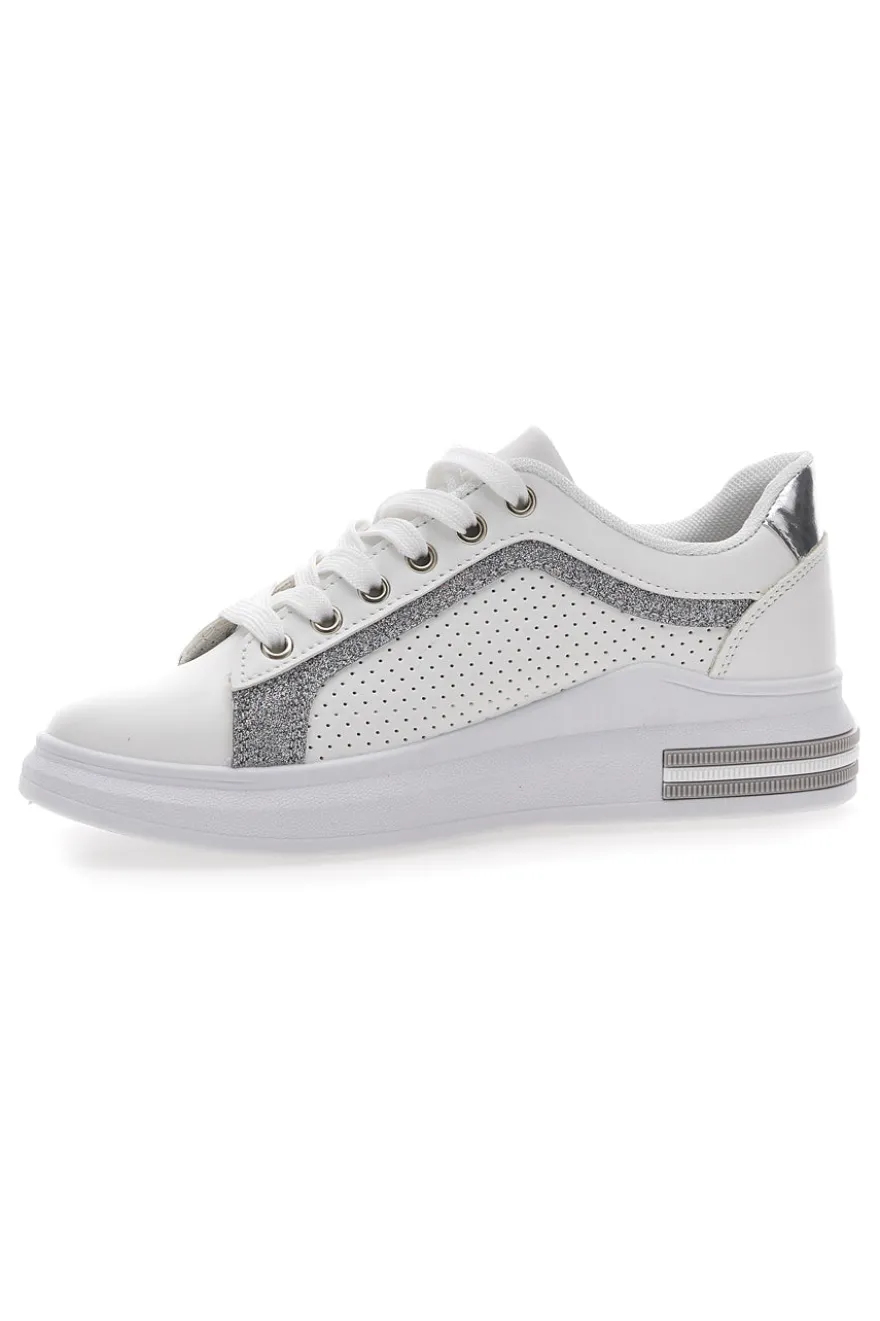 Sneakers Bianche e Argento Prima Riga 435