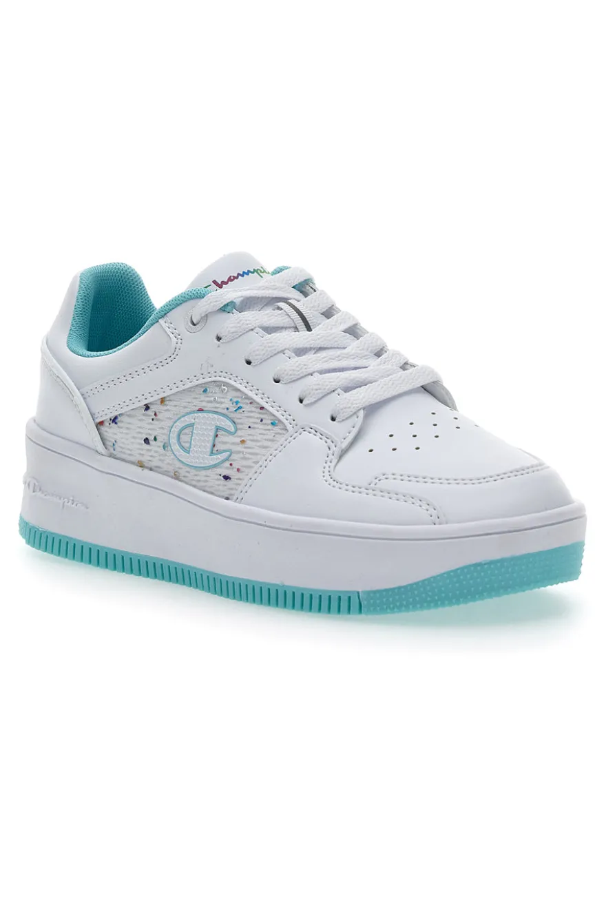 Sneakers Bianche e Azzurre Champion Rebound Platform Abstract G PS