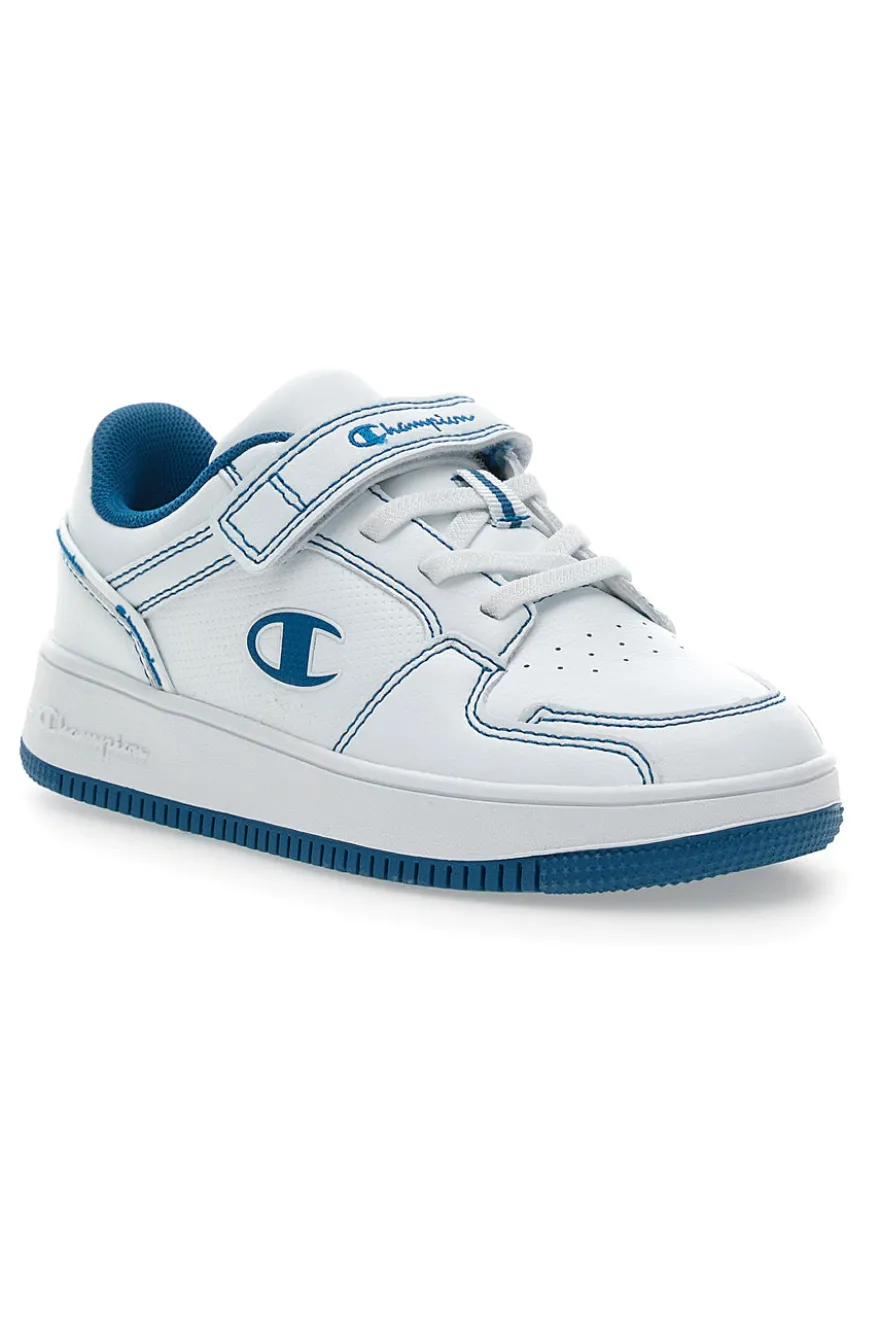 Sneakers Bianche e Azzurre Champion RD18 2 Low B Ps
