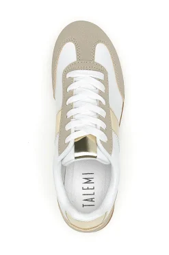 Sneakers Bianche e Beige con Banda Laterale Oro TALEMI 24250