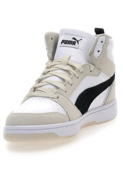 Sneakers bianche e beige mid-cut inserti a contrasto Puma Rebound V6 SD