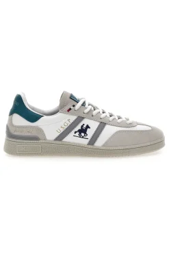 Sneakers Bianche e Beige con Dettagli Verdi U.S.G.POLO WOODY LTX