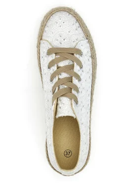 Sneakers Bianche e Beige Con Trama Ricamata e Flatform Energy 126