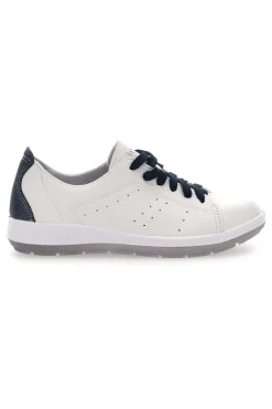 Sneakers Bianche e Blu Con Sottopiede in Vera Pelle Inblu 51 Wg