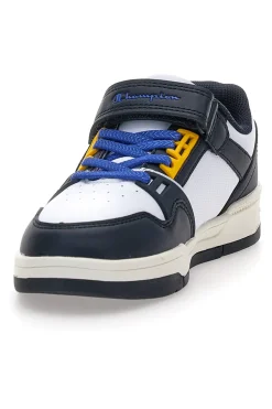 Sneakers bianche e blu con dettagli gialli Champion RD18 Heritage Evolve B PS