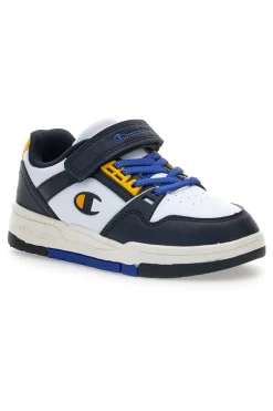 Sneakers bianche e blu con dettagli gialli Champion RD18 Heritage Evolve B PS