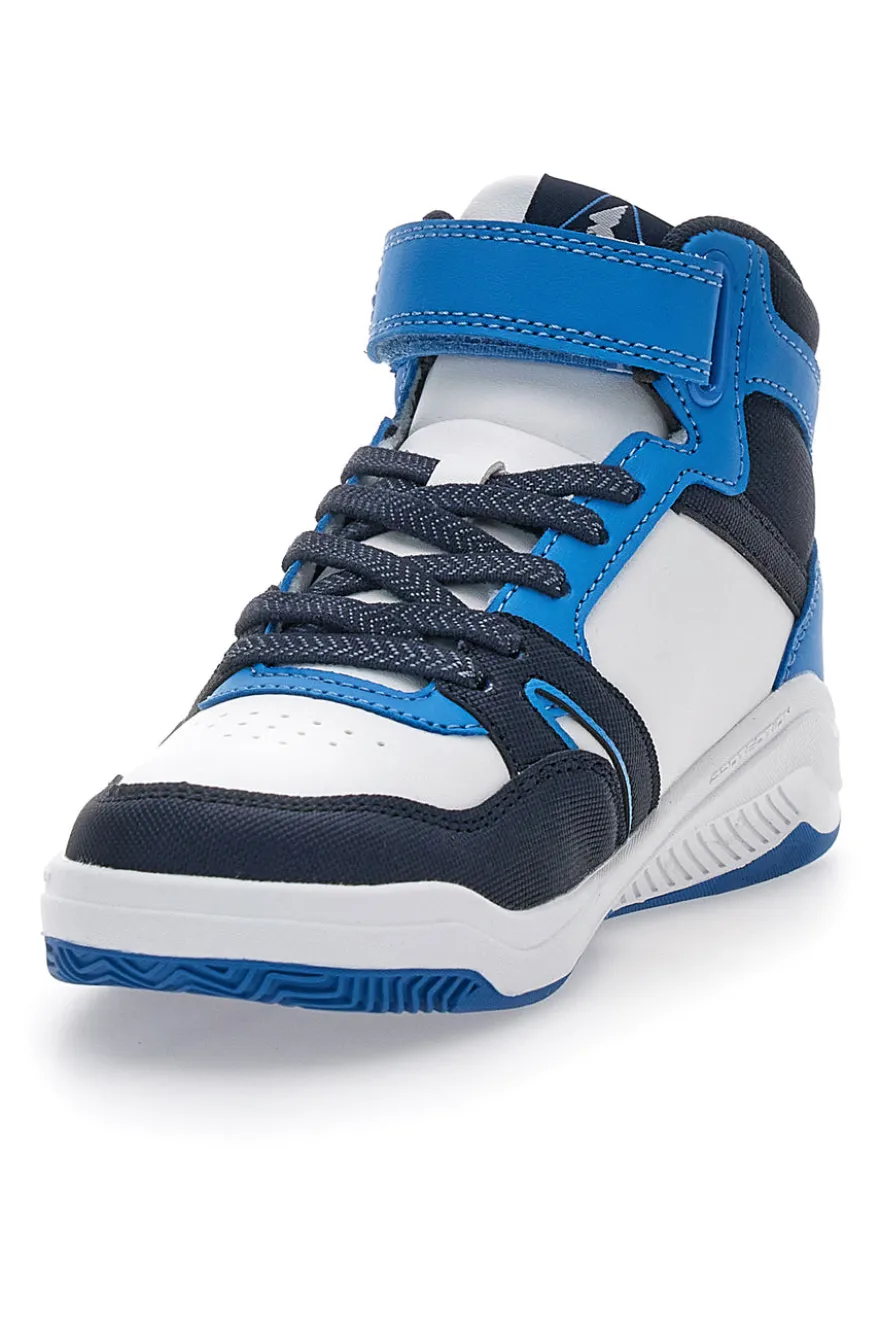 Sneakers bianche e blu mid-cut con chiusura a strappo Joma Platea Mid JR