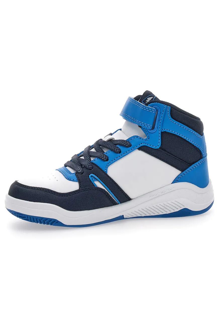 Sneakers bianche e blu mid-cut con chiusura a strappo Joma Platea Mid JR