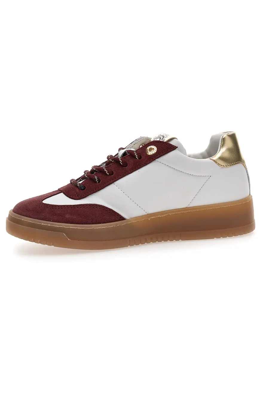 Sneakers bianche e bordeaux in pelle con dettagli oro Pittarello Capsule Grace Made in Italy