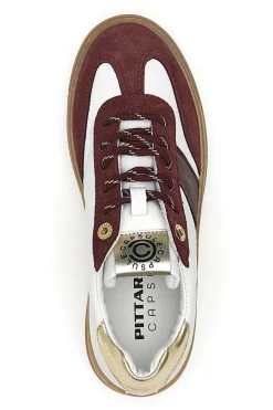 Sneakers bianche e bordeaux in pelle con dettagli oro Pittarello Capsule Grace Made in Italy