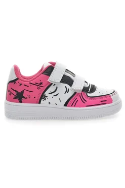 Sneakers Bianche e Fuxia Con Strappi Pitt Kids 201195