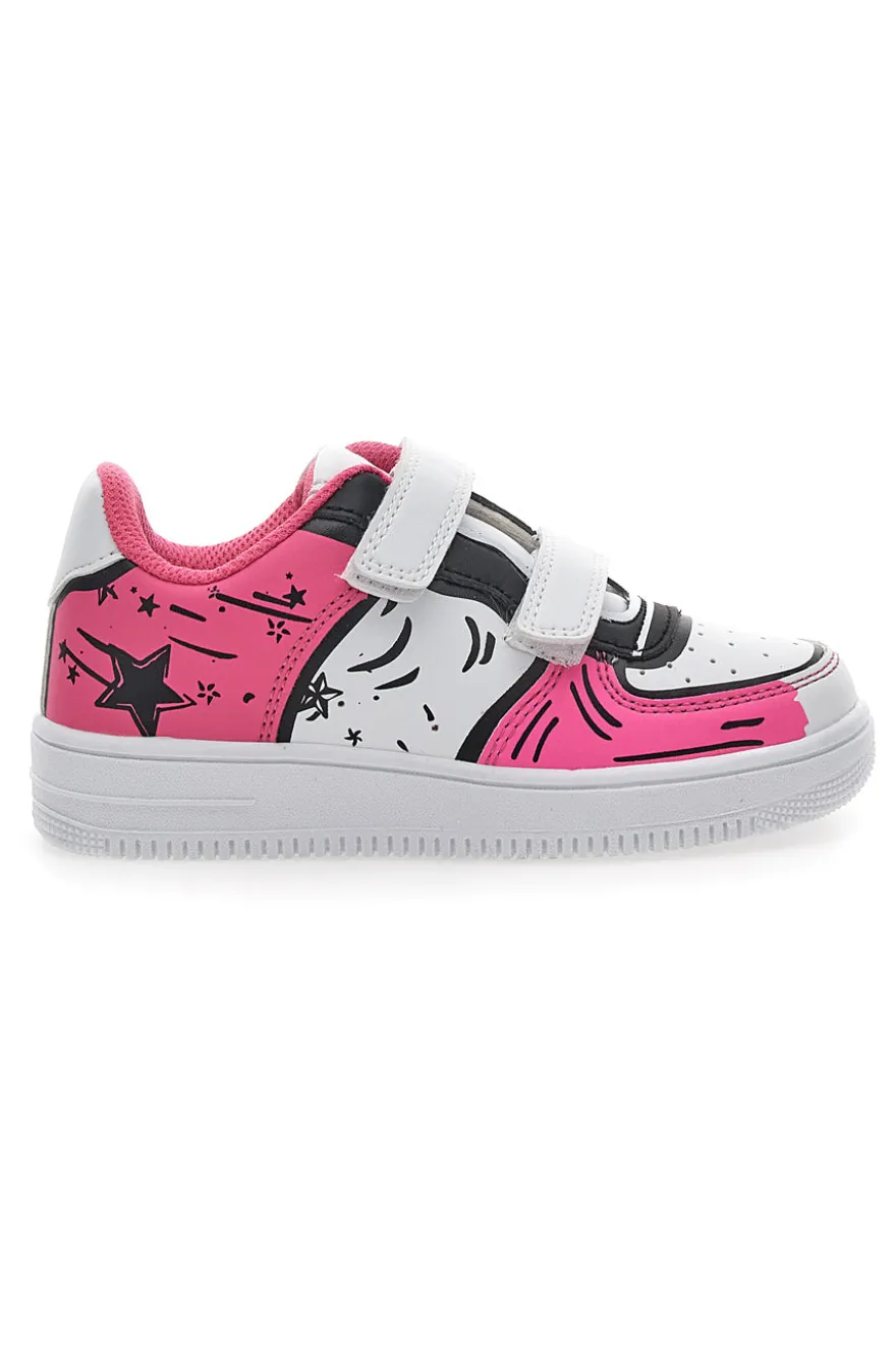 Sneakers Bianche e Fuxia Con Strappi Pitt Kids 201195