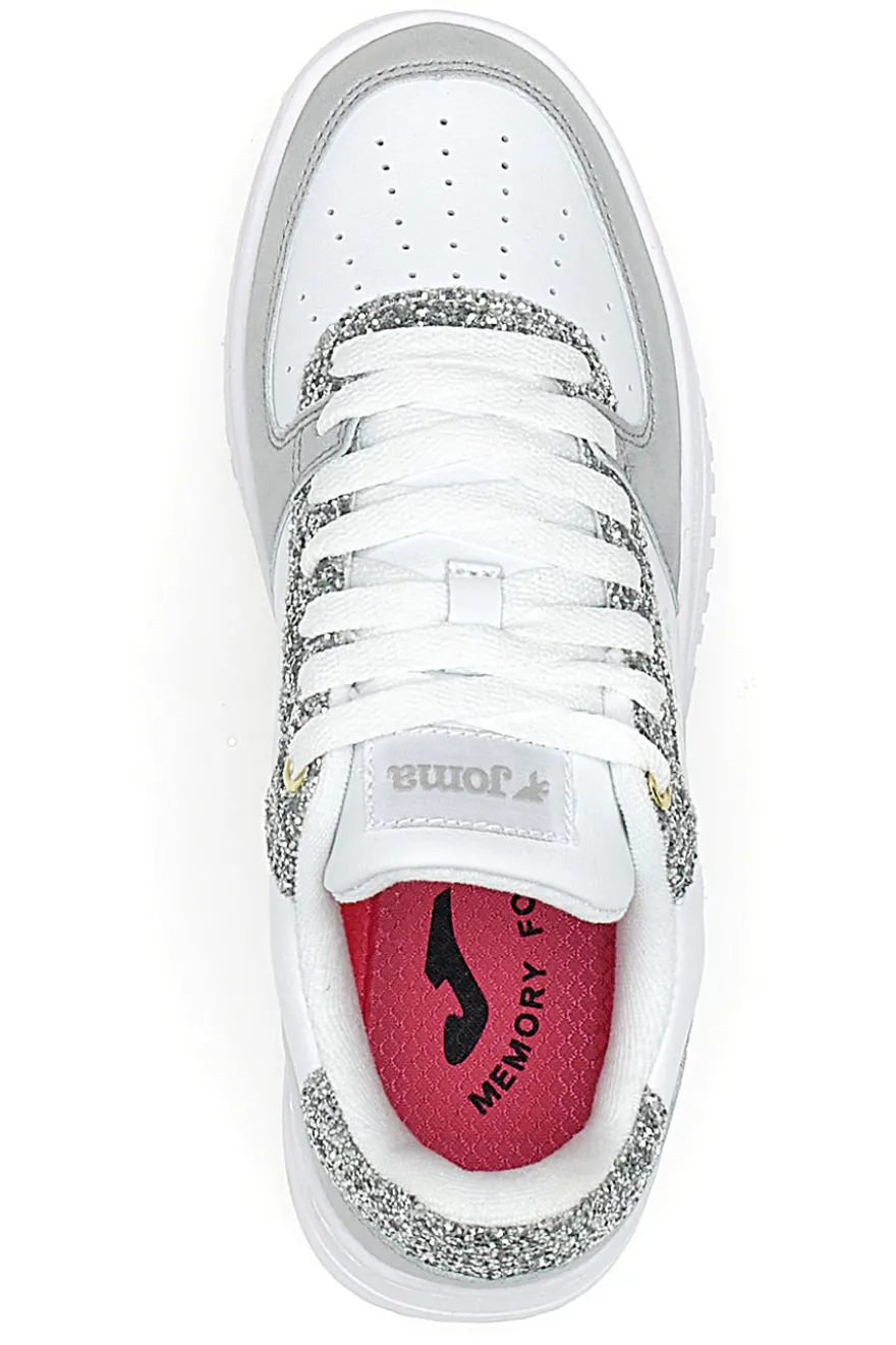 Sneakers Bianche e Grigie con Glitter e Tomaia Traforata JOMA C.CAVA LADY 2523