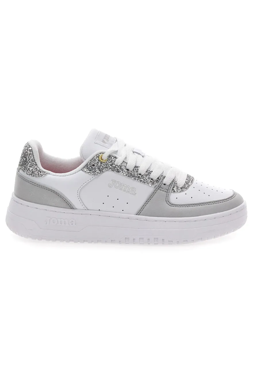 Sneakers Bianche e Grigie con Glitter e Tomaia Traforata JOMA C.CAVA LADY 2523