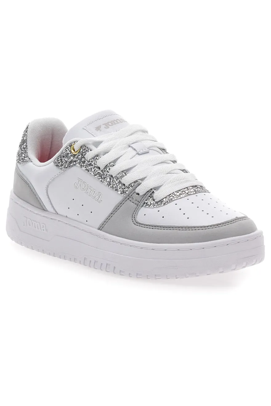 Sneakers Bianche e Grigie con Glitter e Tomaia Traforata JOMA C.CAVA LADY 2523