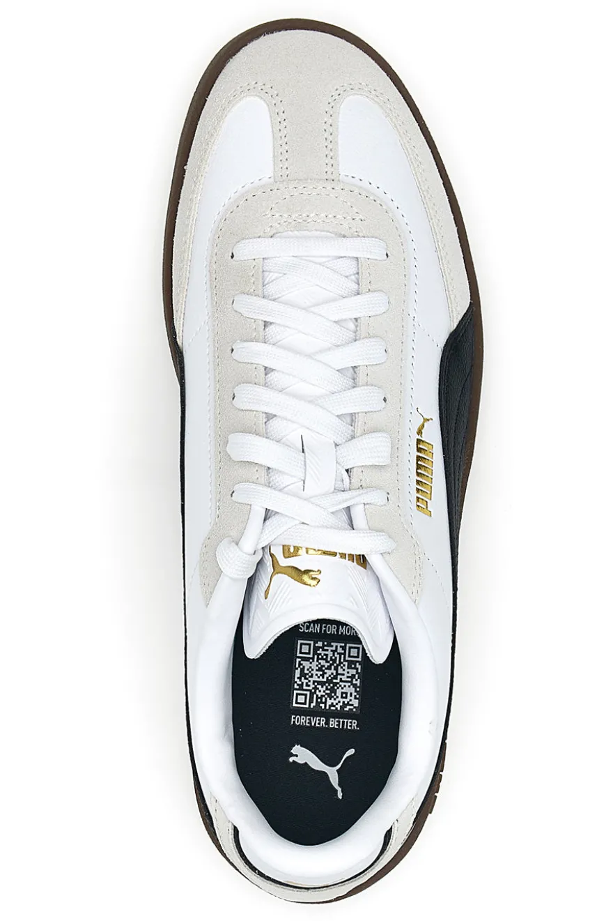 Sneakers bianche e grigie in pelle e camoscio con logo nero Puma Club II Era