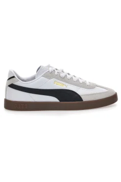 Sneakers bianche e grigie in pelle e camoscio con logo nero Puma Club II Era