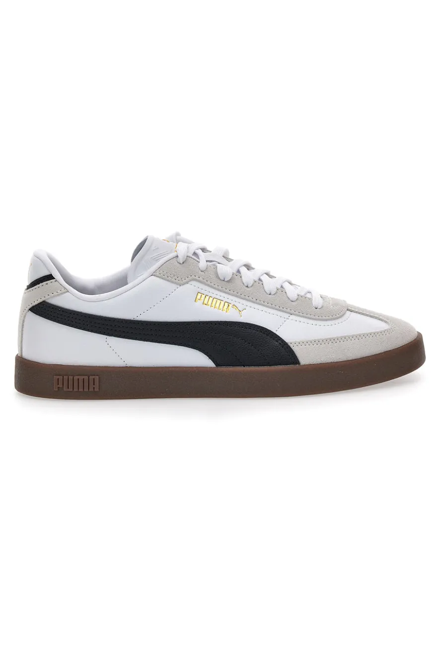 Sneakers bianche e grigie in pelle e camoscio con logo nero Puma Club II Era