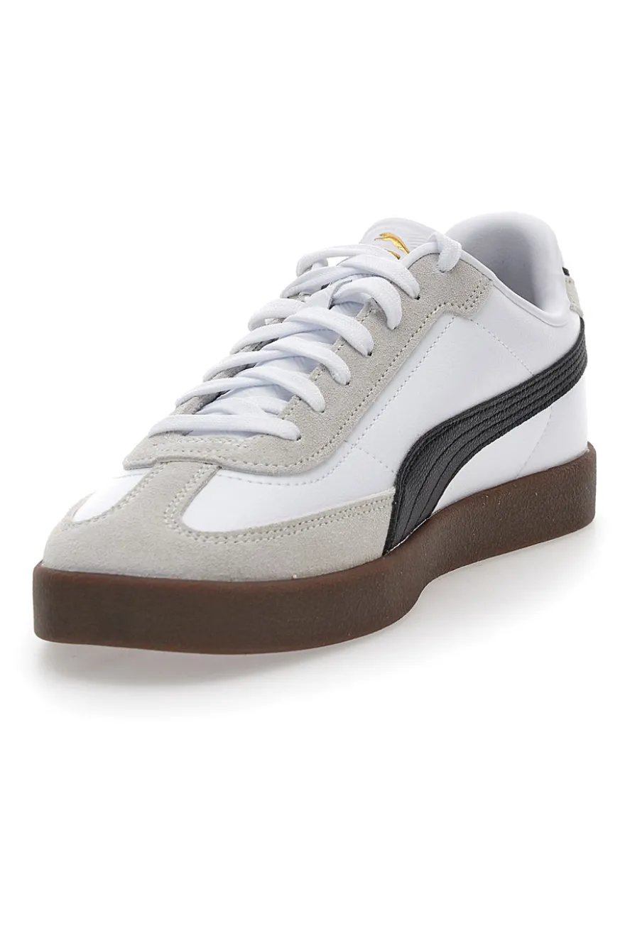 Sneakers bianche e grigie in pelle e camoscio con logo nero Puma Club II Era