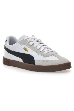 Sneakers bianche e grigie in pelle e camoscio con logo nero Puma Club II Era
