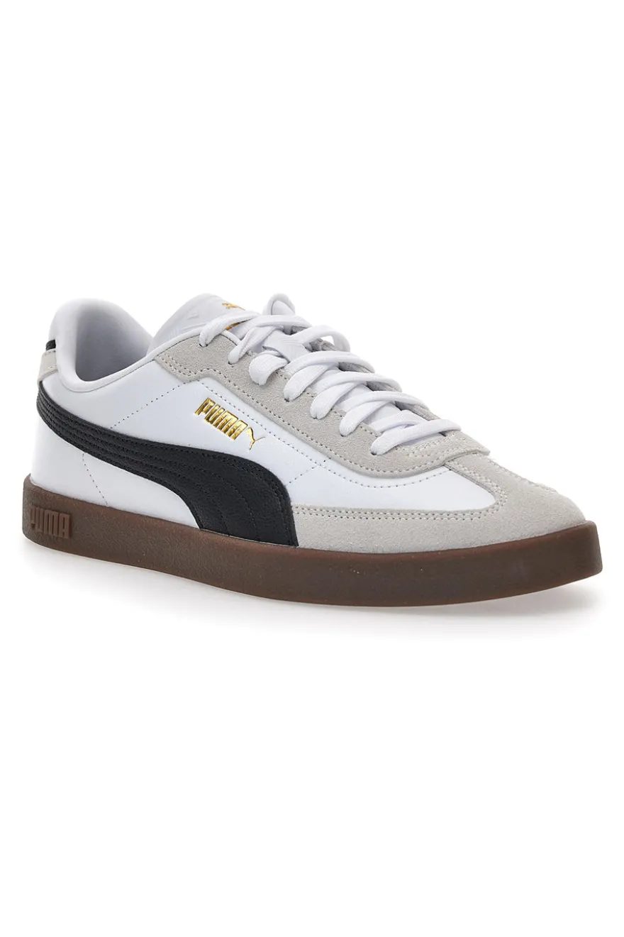 Sneakers bianche e grigie in pelle e camoscio con logo nero Puma Club II Era