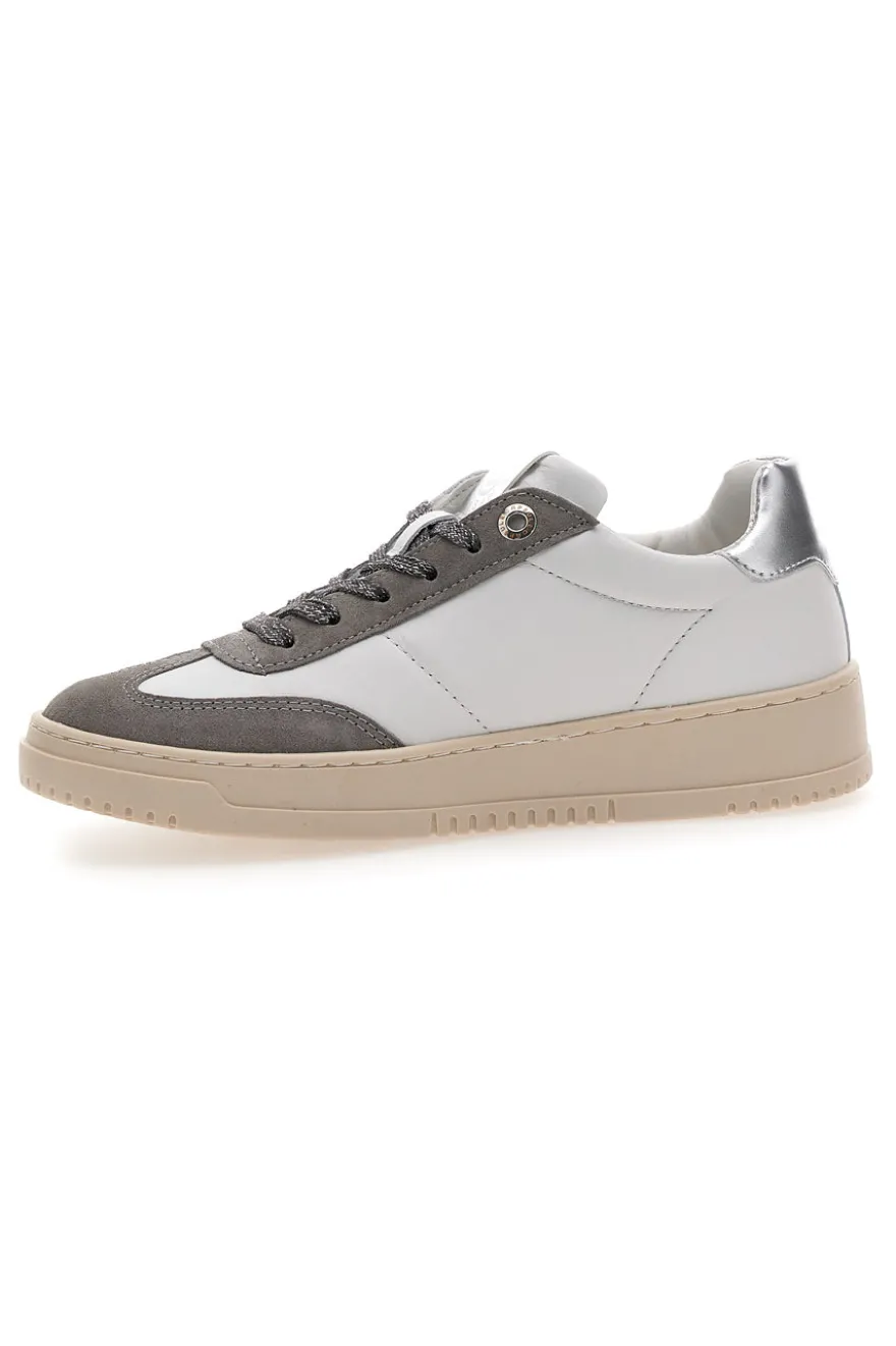 Sneakers bianche e grigie in pelle con dettagli argento Pittarello Capsule Grace Made in Italy
