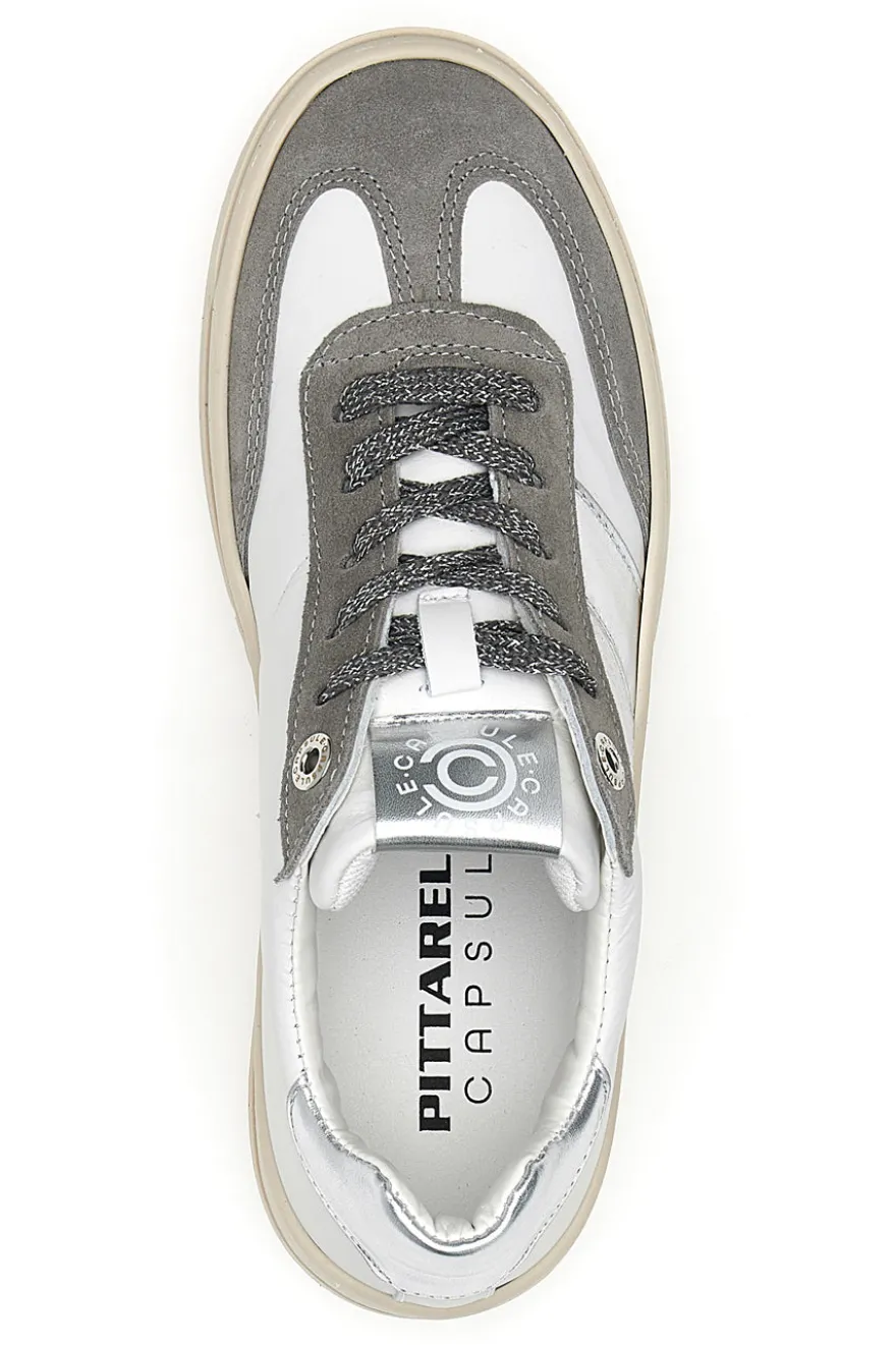 Sneakers bianche e grigie in pelle con dettagli argento Pittarello Capsule Grace Made in Italy