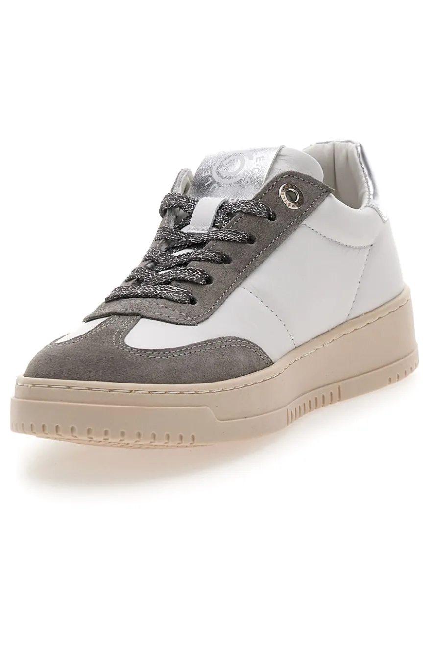 Sneakers bianche e grigie in pelle con dettagli argento Pittarello Capsule Grace Made in Italy