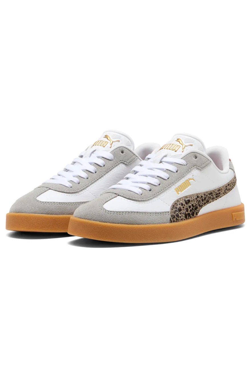 Sneakers bianche e grigie con dettagli animalier suola beige Puma Club II Era Animal Flair